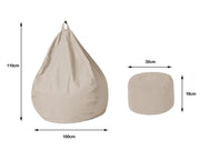 Loveliving Bean Bag Bean Bag Chair with Footstool- Khaki Bean Bag Chair with Footstool- Khaki
