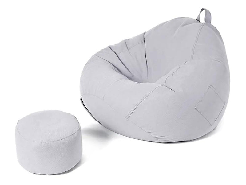 Loveliving Bean Bag Chair with Footstool- Light grey Bean Bag Chair with Footstool- Light grey