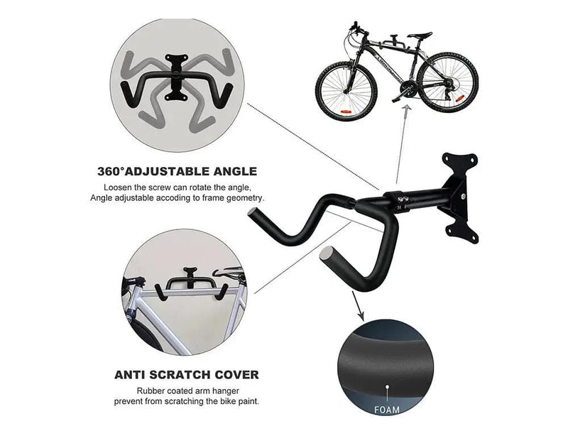 Loveliving Wall Mount Adjustable Bike Hanger Wall Mount Adjustable Foldable Bike Hanger Space Saving