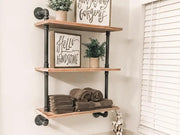 Loveliving 3 Tiers Industrial Pipe Shelf Rustic Wall Shelf 3 Tiers Industrial Pipe Shelf Rustic Wall Shelf
