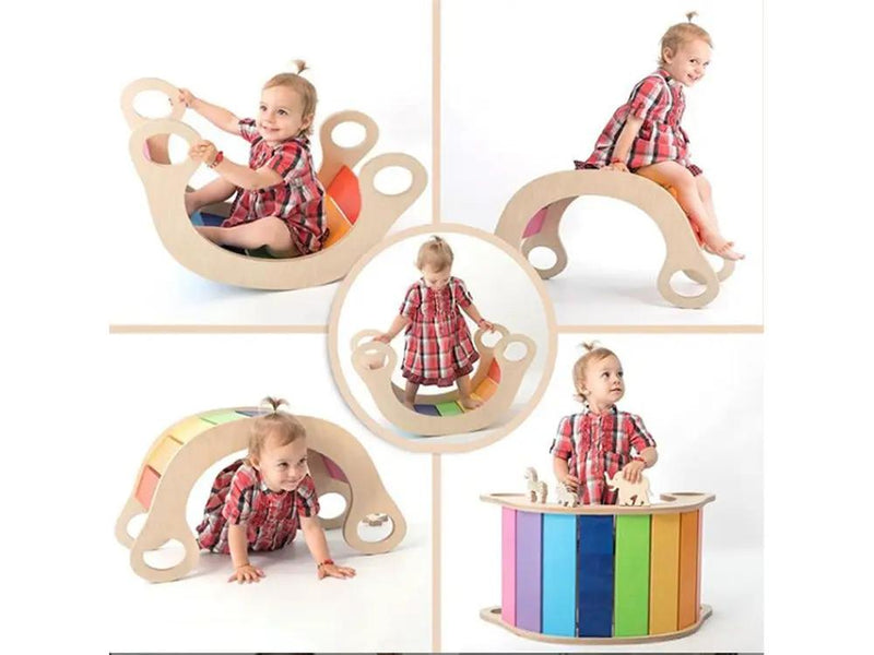 Loveliving Kids & Baby Wooden Rainbow Rocker Board Wooden Rainbow Rocker Board