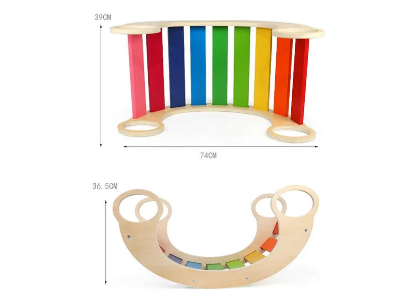 Loveliving Kids & Baby Wooden Rainbow Rocker Board Wooden Rainbow Rocker Board