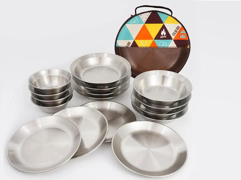 Loveliving 16Pcs Camping Tableware set Loveliving 16 Piece Camping Tableware Stainless Steel