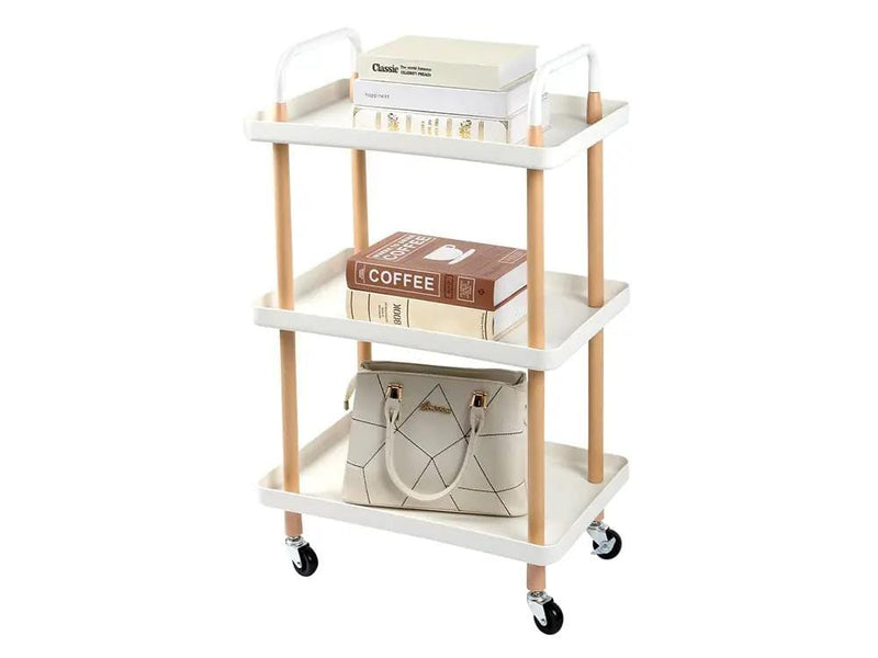 3 Tiers Utility Rolling Cart Multi-Function Storage Rack -White – view 1