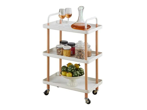 3 Tiers Utility Rolling Cart Multi-Function Storage Rack -White – view 2
