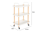 3 Tiers Utility Rolling Cart Multi-Function Storage Rack -White – view 7