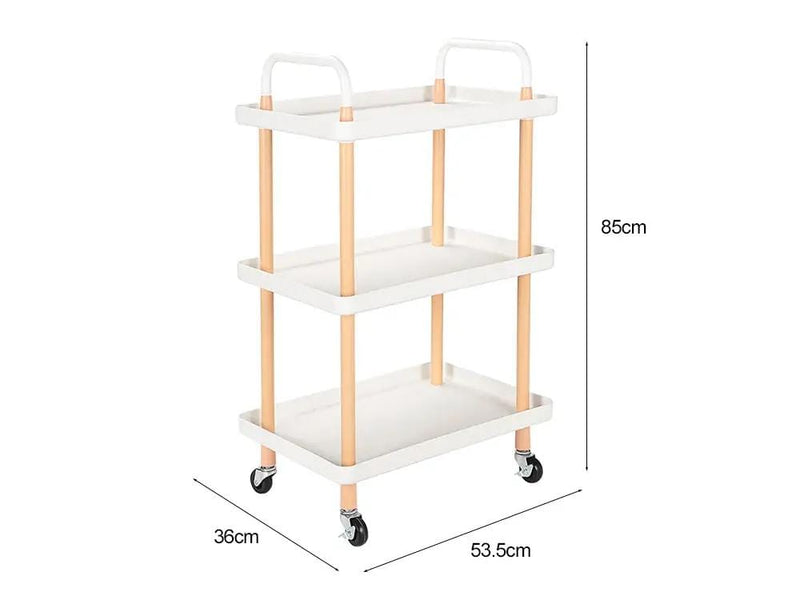 3 Tiers Utility Rolling Cart Multi-Function Storage Rack -White – view 7