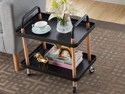2 Tiers Utility Rolling Cart Multi-Function Storage Rack -Black – view 2
