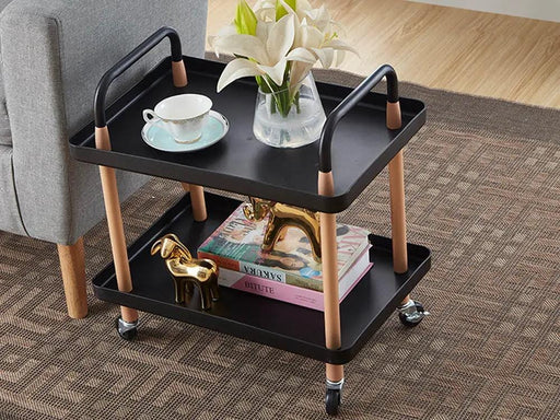 2 Tiers Utility Rolling Cart Multi-Function Storage Rack -Black – view 2