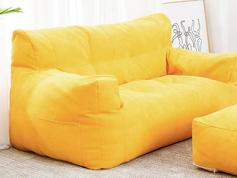 Loveliving Two-Seater Bean Bag Chair-Yellow Two-Seater Bean Bag Chair-Yellow