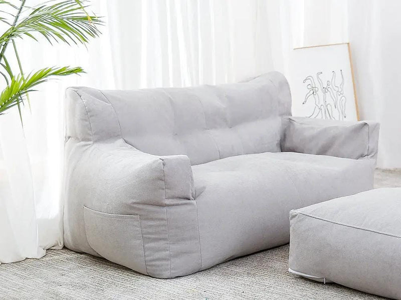 Loveliving Bean Bag Two-Seater Bean Bag Chair-Light Grey Two-Seater Bean Bag Chair-Light Grey
