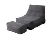 Loveliving Bean Bag Bean Bag Lounger with Footstool-Grey Bean Bag Lounger with Footstool-Grey