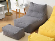 Loveliving Bean Bag Bean Bag Lounger with Footstool-Grey Bean Bag Lounger with Footstool-Grey