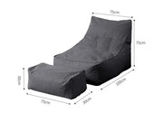 Loveliving Bean Bag Bean Bag Lounger with Footstool-Grey Bean Bag Lounger with Footstool-Grey