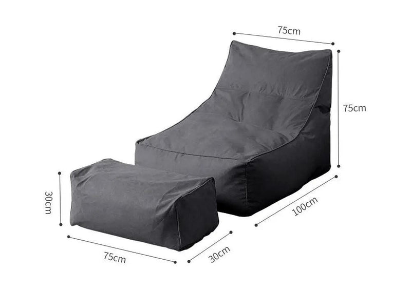 Loveliving Bean Bag Bean Bag Lounger with Footstool-Grey Bean Bag Lounger with Footstool-Grey