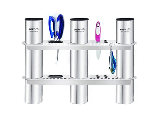 Loveliving Marine Stainless Steel Triple Fishing Rod Holder 316 Stainless Steel Triple Fishing Rod Holder