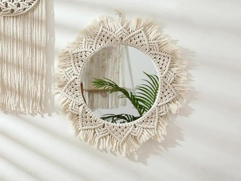 Loveliving Furniture 50 cm Handmade Macrame Mirror 50 cm Handmade Macrame Mirror