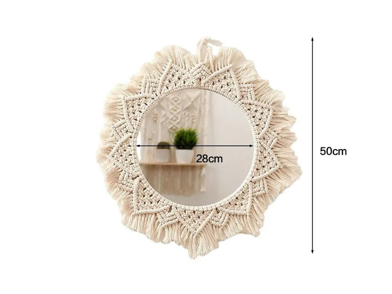Loveliving Furniture 50 cm Handmade Macrame Mirror 50 cm Handmade Macrame Mirror