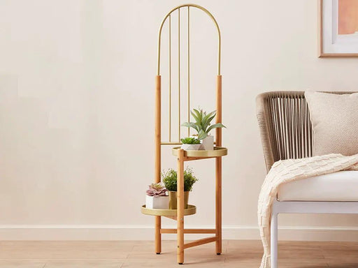 2 Tier Clamping Plants Stand/Display Rack-Natural – view 2