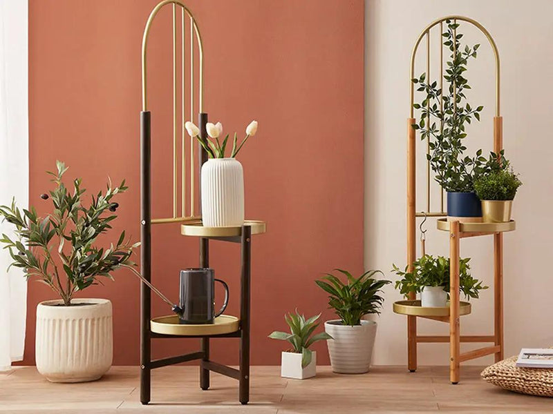 2 Tier Clamping Plants Stand/Display Rack-Dark Walnut – view 3
