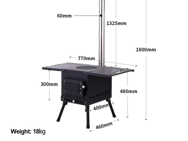 Loveliving Outdoor & Camping Portable Camping Wood Stove-Large Portable Camping Wood Stove With Tempered Glass Window