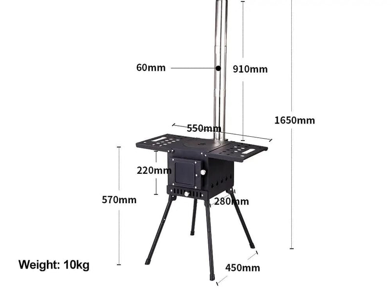 Loveliving Outdoor & Camping Portable Camping Wood Stove-Small Portable Camping Wood Stove With Glass Window