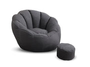 Loveliving Bean Bag Bean Bag Armchair Cover with Footstool-Dark Grey Bean Bag Armchair Cover with Footstool-Dark Grey