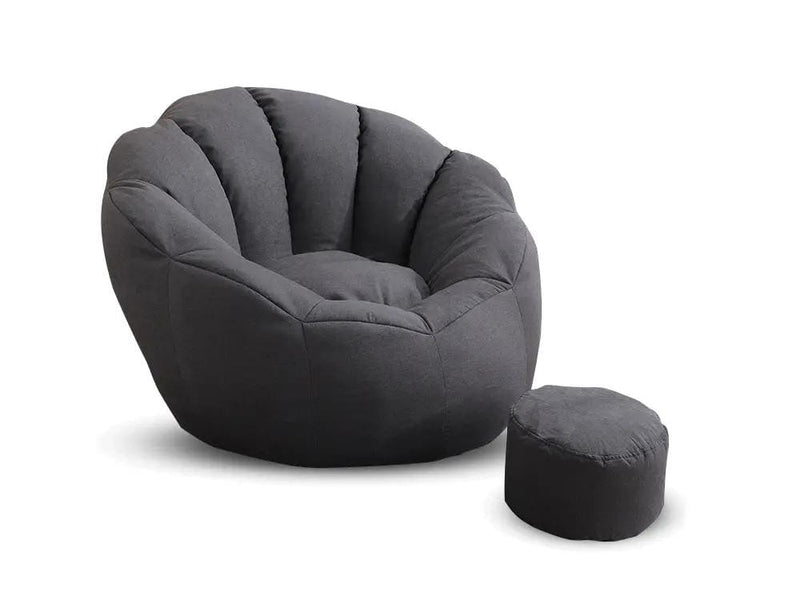 Loveliving Bean Bag Bean Bag Armchair Cover with Footstool-Dark Grey Bean Bag Armchair Cover with Footstool-Dark Grey