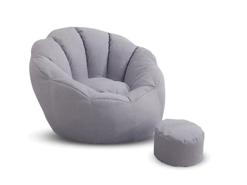 Loveliving Bean Bag Bean Bag Armchair Cover with Footstool-Light Grey Bean Bag Armchair Cover with Footstool-Light Grey