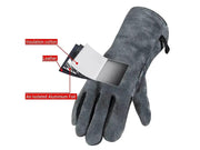 Loveliving 500°C - Cowhide Leather Heat Resistant BBQ Grill Gloves Cowhide Leather BBQ Grill Gloves Heat Resistant 500C