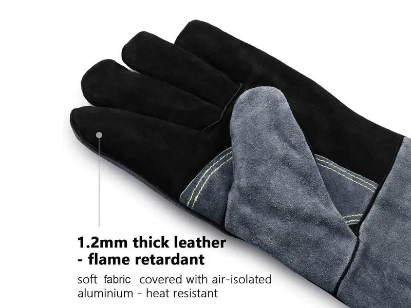 Loveliving 500°C - Cowhide Leather Heat Resistant BBQ Grill Gloves Cowhide Leather BBQ Grill Gloves Heat Resistant 500C