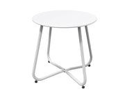 Loveliving Furniture Round Metal Side Table-White Round Metal Side Table-White