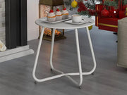 Loveliving Furniture Round Metal Side Table-White Round Metal Side Table-White