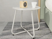 Loveliving Furniture Round Metal Side Table-White Round Metal Side Table-White