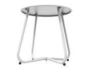 Loveliving Furniture Round Metal Side Table-White Round Metal Side Table-White