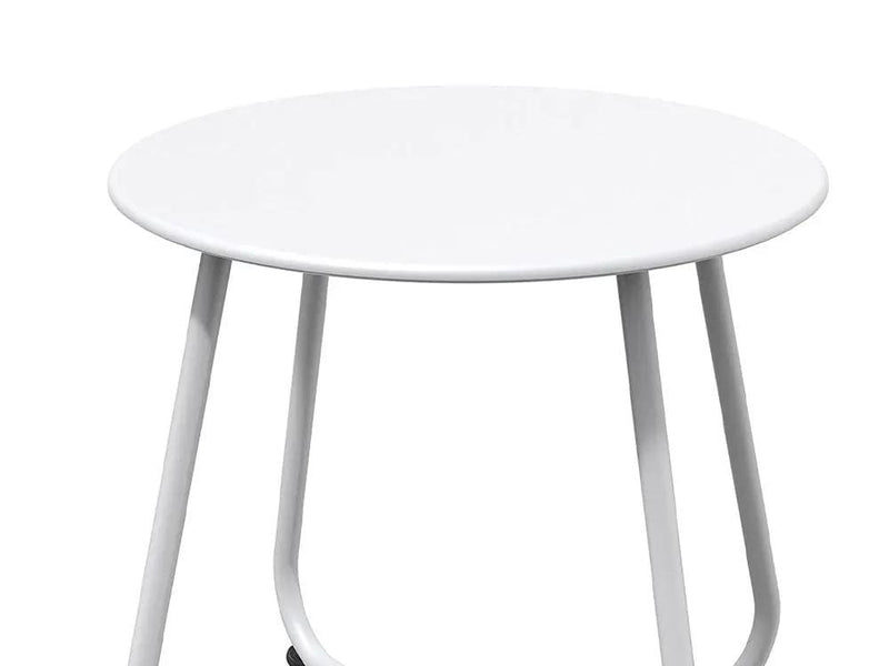 Loveliving Furniture Round Metal Side Table-White Round Metal Side Table-White