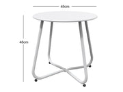Loveliving Furniture Round Metal Side Table-White Round Metal Side Table-White