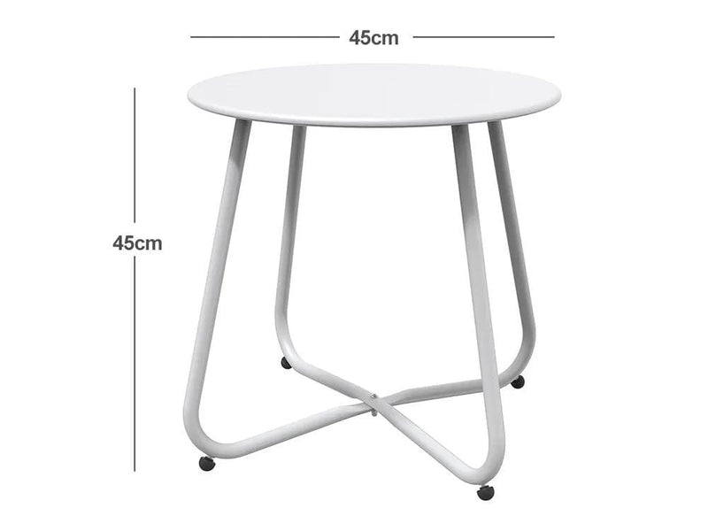 Loveliving Furniture Round Metal Side Table-White Round Metal Side Table-White
