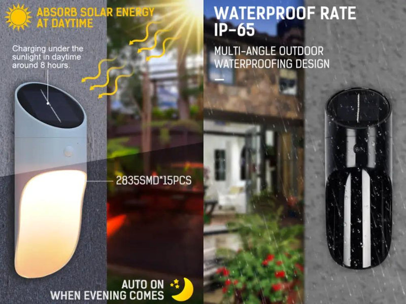 Loveliving Home & Living LED Solar Wall Light/Waterproof Garden Lamp-White LED Solar Wall Light/Waterproof Garden Lamp-White