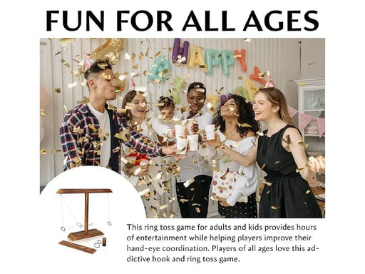 Loveliving Sports & Outdoor Ring Toss Tabletop Game-Dark Wood Ring Toss Tabletop Game-Dark Wood