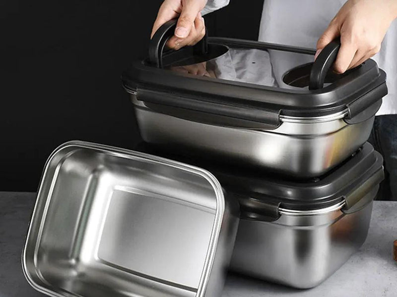 Loveliving 9500ml 304 Stainless Steel Food Storage Container 9500ml Stainless Steel Food Storage Container Lock Lids