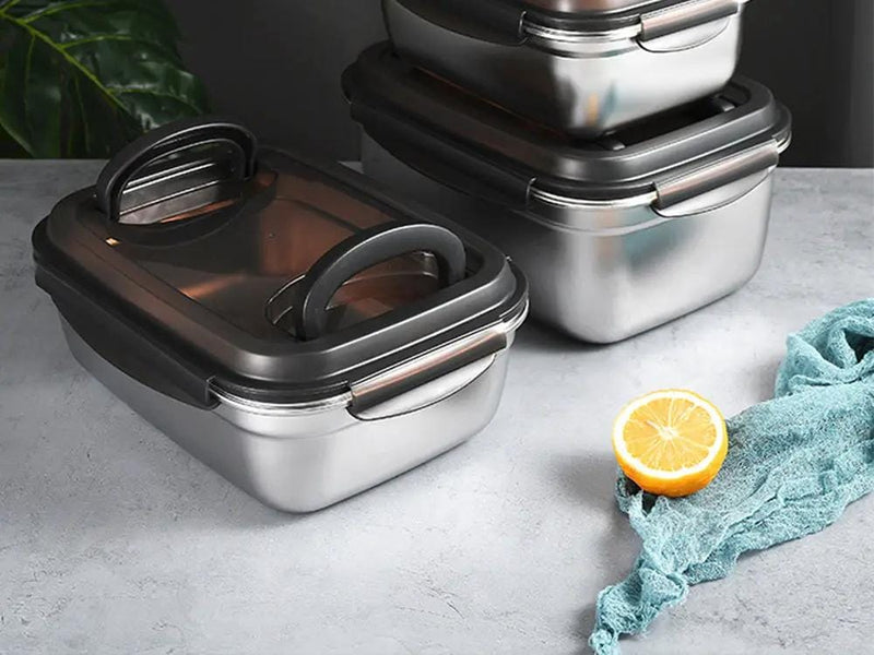 Loveliving 9500ml 304 Stainless Steel Food Storage Container 9500ml Stainless Steel Food Storage Container Lock Lids