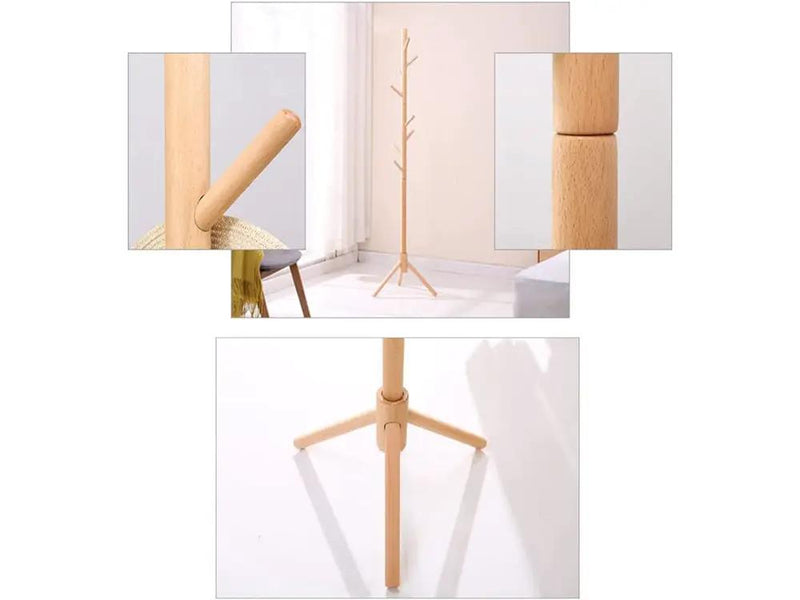 Loveliving Solid Wood Coat Rack with 8 Hooks - Nature Solid Wood Coat Rack with 8 Hooks - Nature