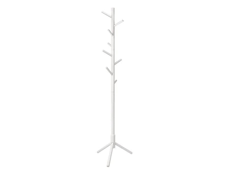 Loveliving Furniture Solid Wood Coat Rack with 8 Hooks - White Solid Wood Coat Rack with 8 Hooks - White