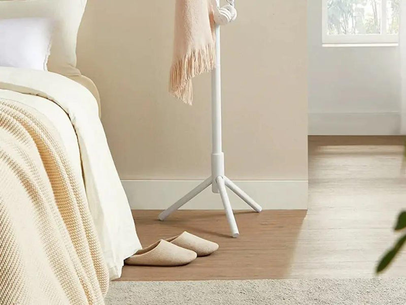 Loveliving Furniture Solid Wood Coat Rack with 8 Hooks - White Solid Wood Coat Rack with 8 Hooks - White