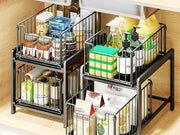 Loveliving Furniture 2 Tier Sliding Basket Organizer for Cabinets 2 Tier Sliding Basket Organizer for Cabinets