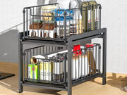 Loveliving Furniture 2 Tier Sliding Basket Organizer for Cabinets 2 Tier Sliding Basket Organizer for Cabinets