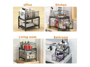 Loveliving Furniture 2 Tier Sliding Basket Organizer for Cabinets 2 Tier Sliding Basket Organizer for Cabinets