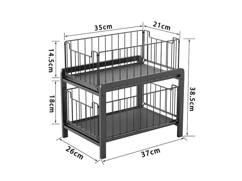 Loveliving Furniture 2 Tier Sliding Basket Organizer for Cabinets 2 Tier Sliding Basket Organizer for Cabinets