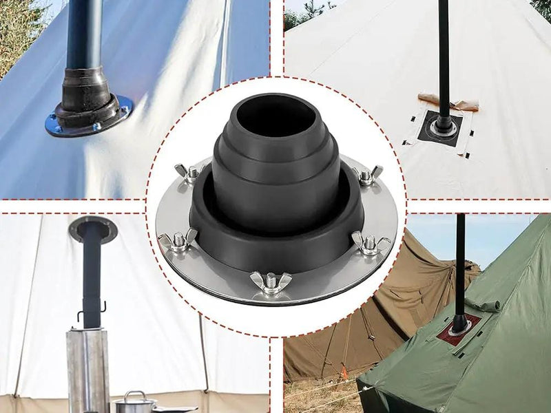 Loveliving Outdoor & Camping Tent Stove Jack Kit-Black Loveliving Tent Stove Jack Kit Silicone Stainless